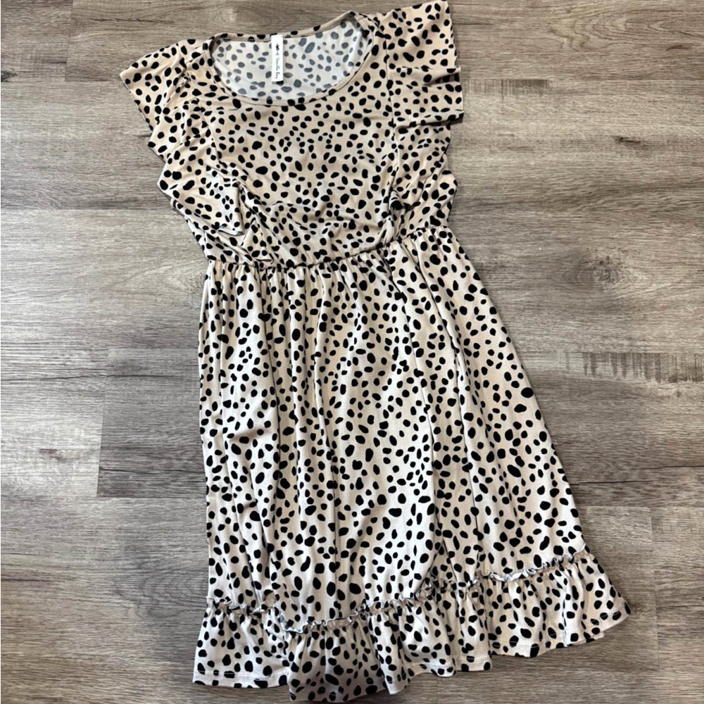 Polka Dot Ruffle cheetah Dress